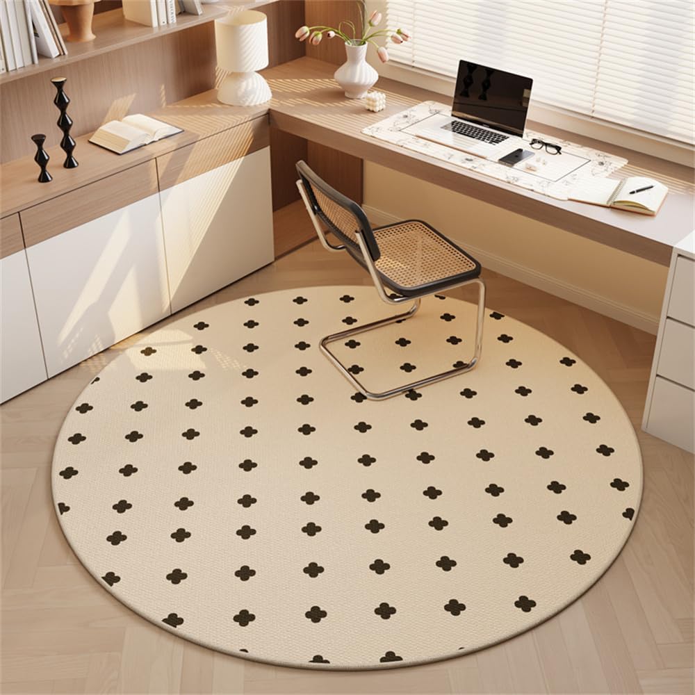 Runde Bürostuhlmatte, Beige, 140 cm, rutschfester Teppich- und Hartholz-Bodenschutz, minimalistische Gaming-Schreibtischunterlage für Rollstühle, stilvoller Bodenschutz