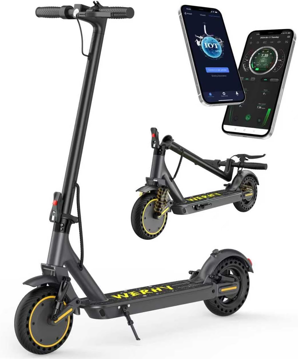 Electric Scooter with Dual Suspension, 10'' Solid Tires, 22 MPH Top Speed, 500W Powerful Motor, 22/28 Miles Long Range product image