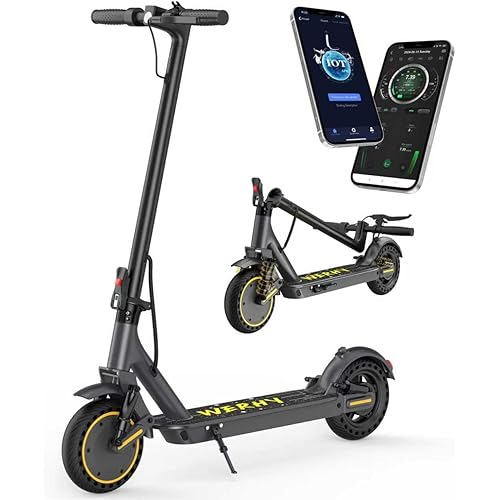 Electric Scooter, 350W/500W Powerful Motor, 19/22 MPH Max Speed, 15/23 Miles Range, Lightweight Foldable Kick Scooter with Dual Braking Systems, Smart APP
