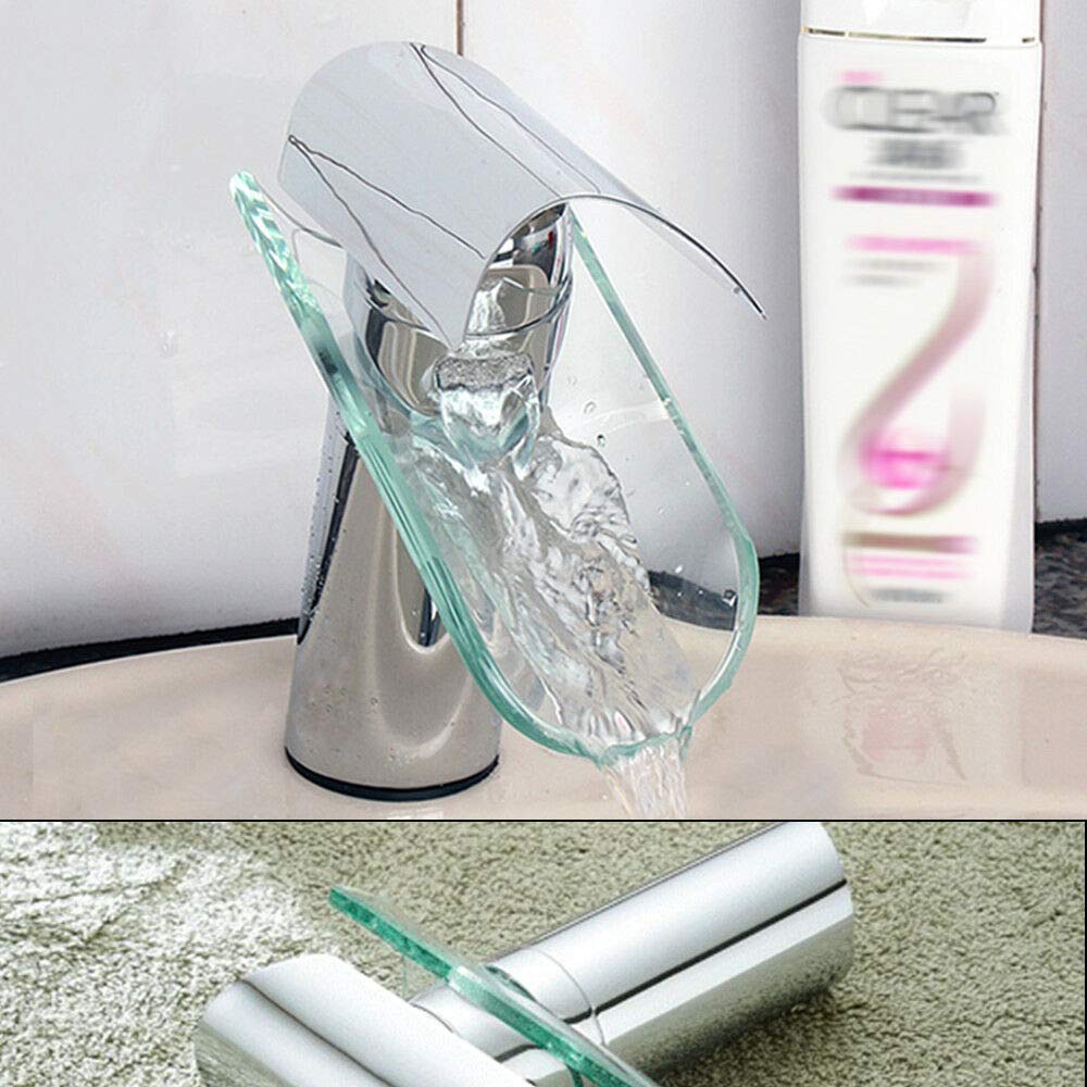 Rubinetto monocomando a cascata in vetro, per bagno e cucina