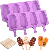 Vista 9 de WMKGG Juego de Moldes de Silicona para Paletas, 2 PCS Moldes para Helado con 50 Palitos de Madera para Cake Pop, Ice Pop, Cakesicles