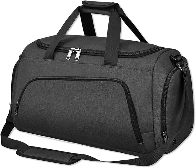 NUBILY Gym Sport Bags Duffel Bag with Shoes Compartment Large Waterproof Travel Holdall Weekend Bags with Shoulder Strap for Men and Women 40L Black