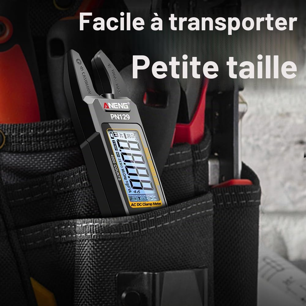 ANENG Multimètre PN129,Pince De Courant De Tyoe U TRMS 4000 Points Avec Tests De Courant AC/DC,De Tension,De Résistance,De Capacité,De Continuité Et De Tension Sans Contact