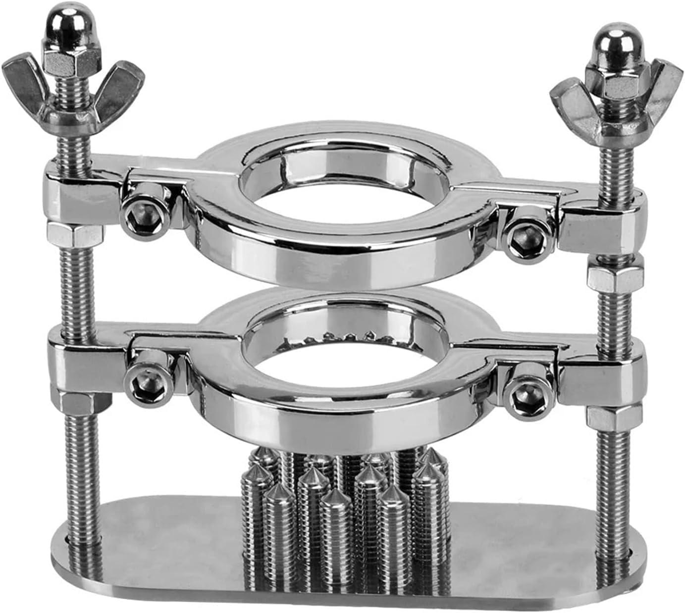 Stainless Steel Testicle Torture Ball Stretcher Testicle Press Metal Testicle Crusher with Penis Ring Pendant Adult Cock SM Fetish Bondage CBT Sex Toy for Men