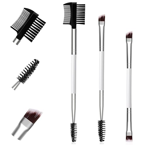 Kit de cepillo de cejas en ángulo 3 en 1, 3 piezas de cepillo doble de pestañas, peine profesional de pestañas de doble extremo, peine de pestañas