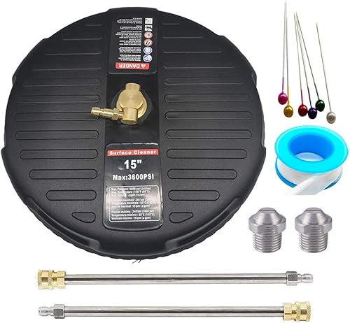 Limpiador de superficie de lavadora a presión de 15 pulgadas, con 2 varillas de extensión de 14 de pulgada de conexión rápida de 3600 PSI
