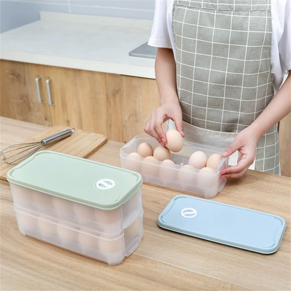 Eieraufbewahrungsbox Stapelbares Küchen-Eierregal, Lebensmittel-Kühlschrank-Aufbewahrungsbox für Küchenkühlschränke(Grün)