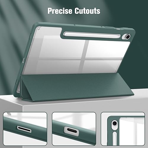 Miniatura 9 de Fintie Funda híbrida delgada para Samsung Galaxy Tab S10 Lite, S10 Fe, S9 FE de 10.9 pulgadas, Tab S9 de 11 pulgadas con soporte para S Pen, a Verde