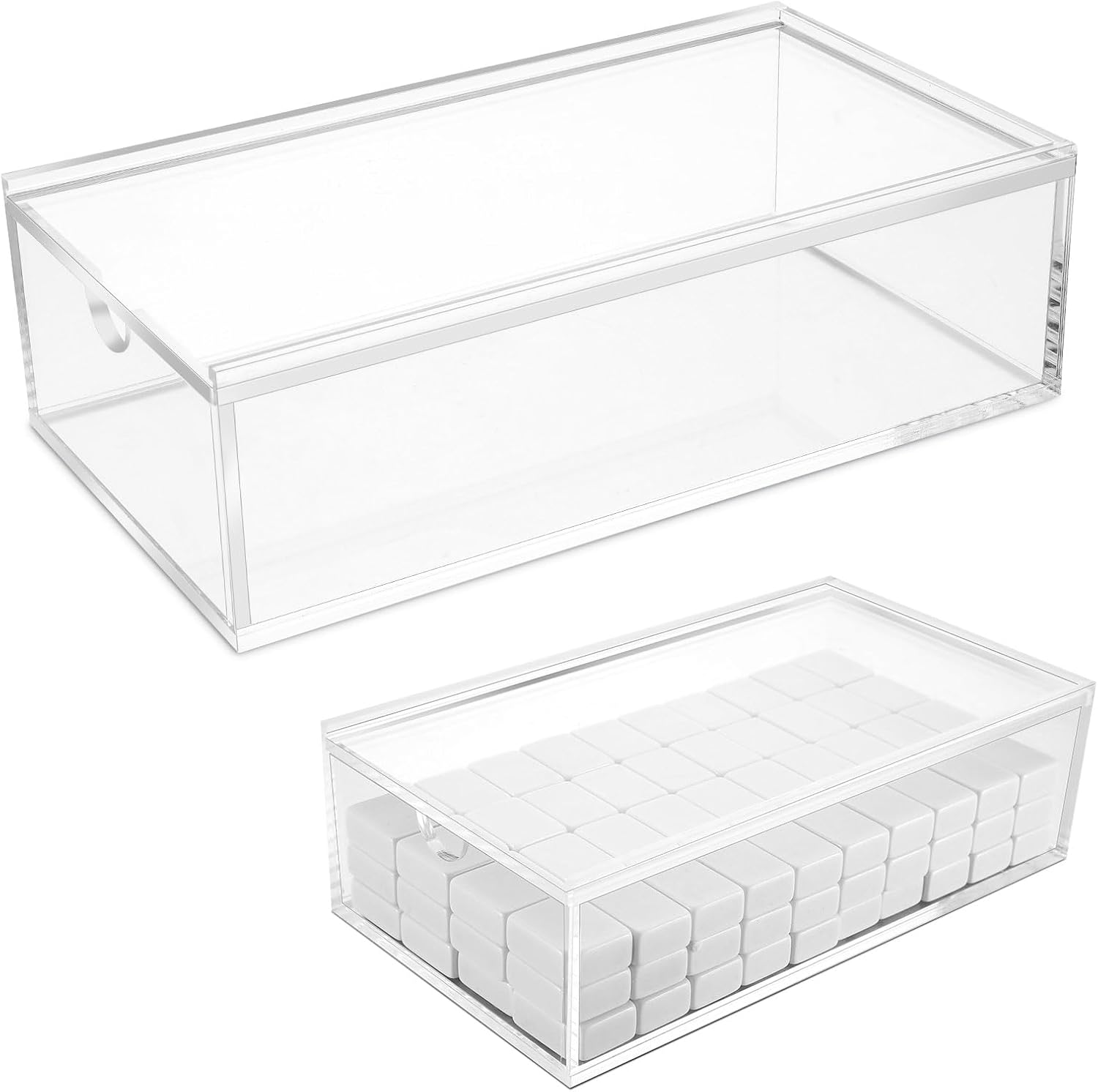 Honeydak Acrylic Mahjong Case - Empty Transparent Tiles Game Case Storage Box for 1.2" 160 American Mahjong - Tiles Not Included(Clear)