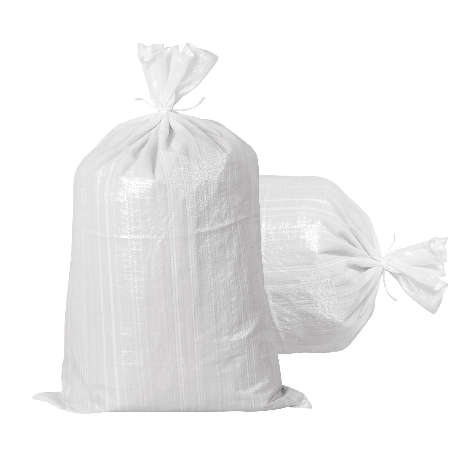 MIVIDE 30 sacchetti di sabbia bianca da 45x75 cm, sacchi per macerie in tessuto resistente, con 100 cravatte, sacchi per macerie intrecciati, per terreni da giardino e macerie