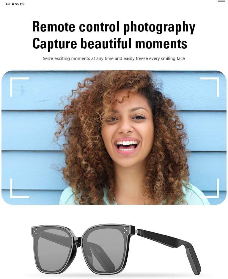 Bluetooth Smart Glasses – Polarized UV Sunglasses, Listen to Music, Answer Calls, Wake Voice Assistant, Remote Photo for Cycling,Golf, Hiking