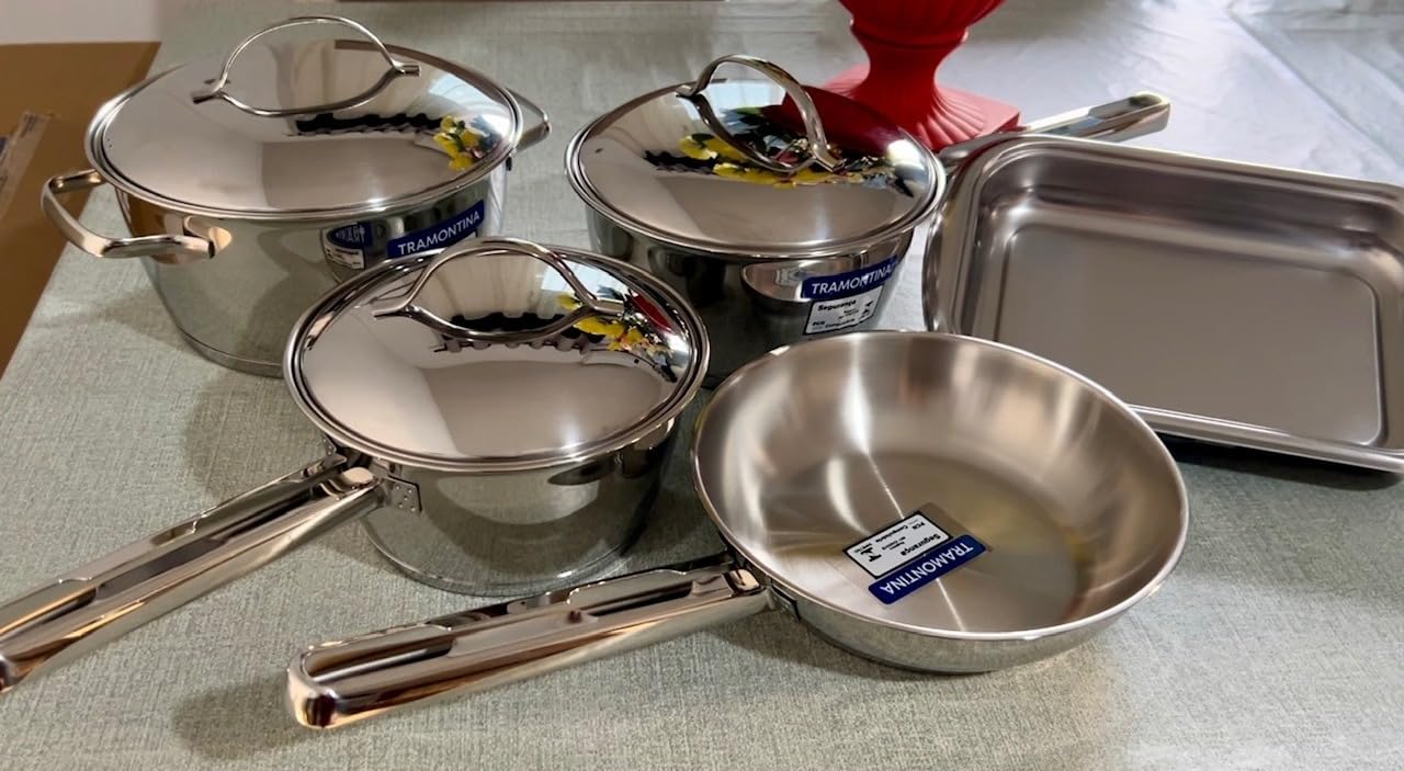 Jogo de Panelas em Aço Inox 5 peças Allegra Tramontina