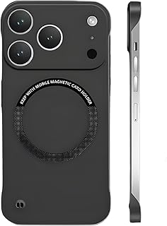 IPhone 17/16/15/14/13/12/11/X Pro Max用 超薄型フロストマグネット式吸盤フレームレスハードケース マグネット式フレームレスハードケース(Black,For iPhone 17 pro max)