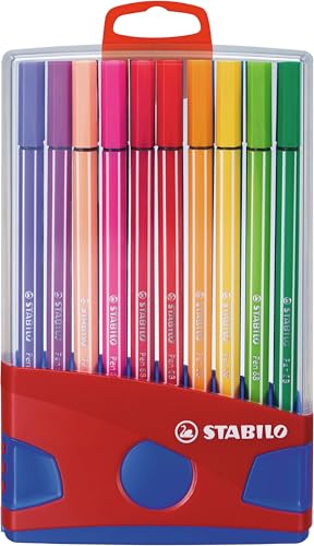 STABILO 6820 031 Feutre à dessin Pen 68 ColorParade x 20 feutres pointe moyenne avec attache Coloris assortis - vue 4