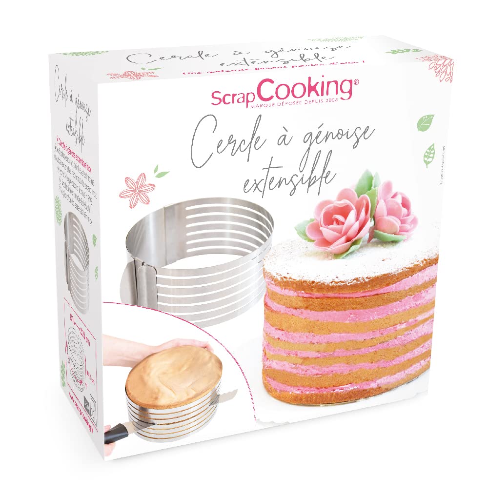 Scrapcooking - Cercle à Tarte Perforé Extensible - Moule à Tarte Réglable de 16 à 30 cm - Cadre
