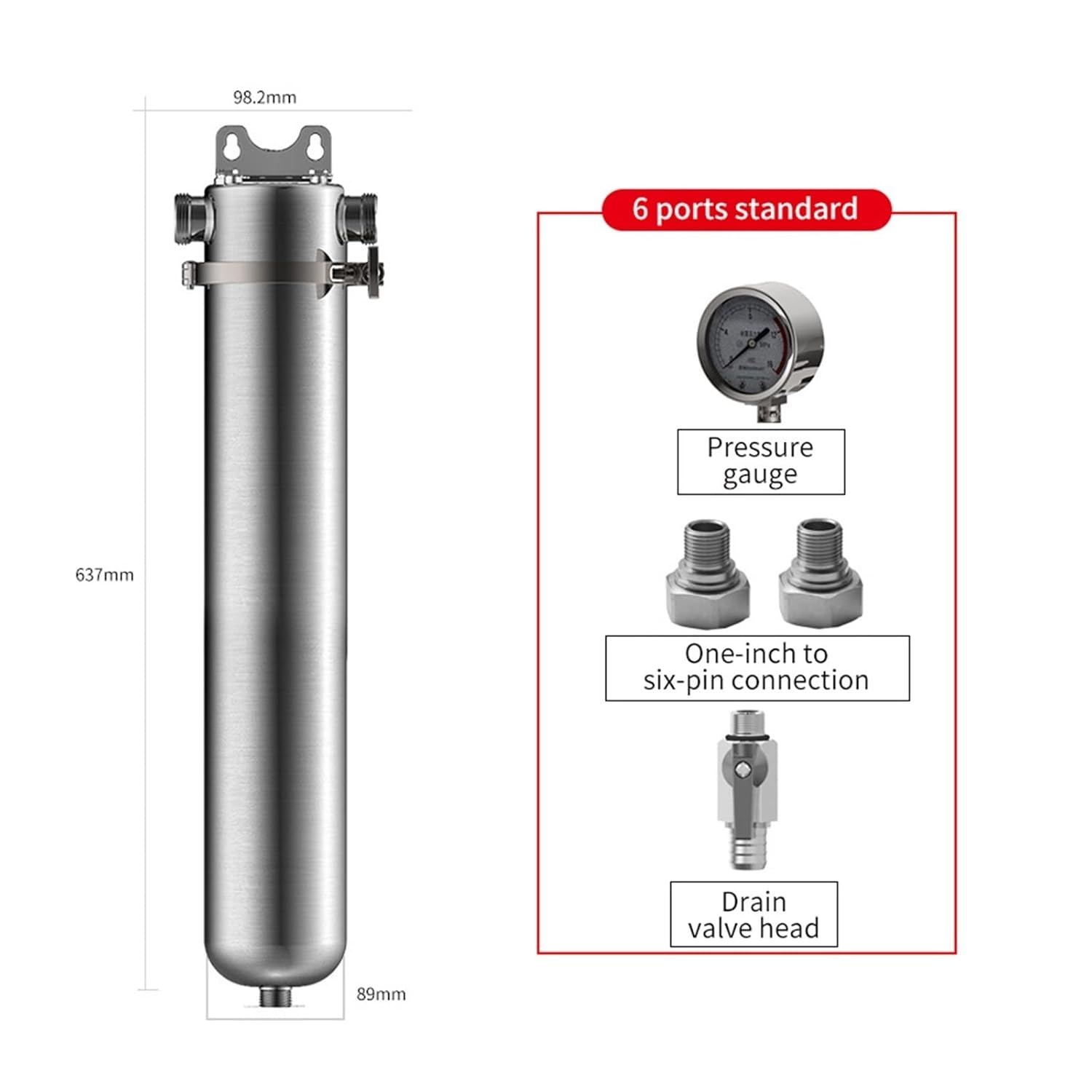 逆浸透フィルタ 304 ステンレス鋼プレフィルター家全体大流量クランプ