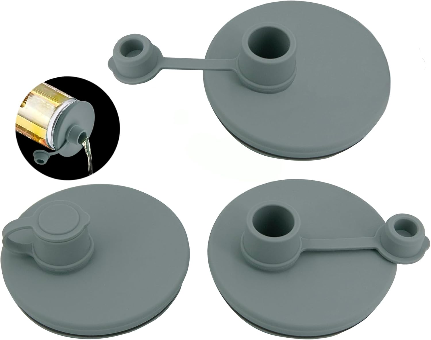 Pour Spout Lid for Mason Jars - Wide Mouth, Leak-Proof, Dishwasher Safe, Food-Grade Reusable Silicone Cover for Oils, Juices, Milk & Dry Goods