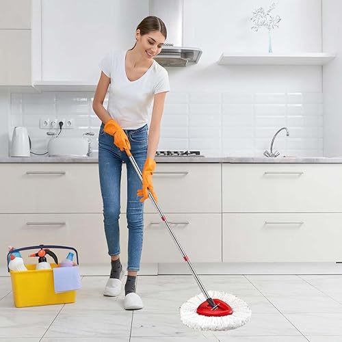 Miniatura 7 de Mango de repuesto para trapeador giratorio, barra de repuesto de trapeador de 4 secciones de 30 a 58 pulgadas y base compatible con mango de