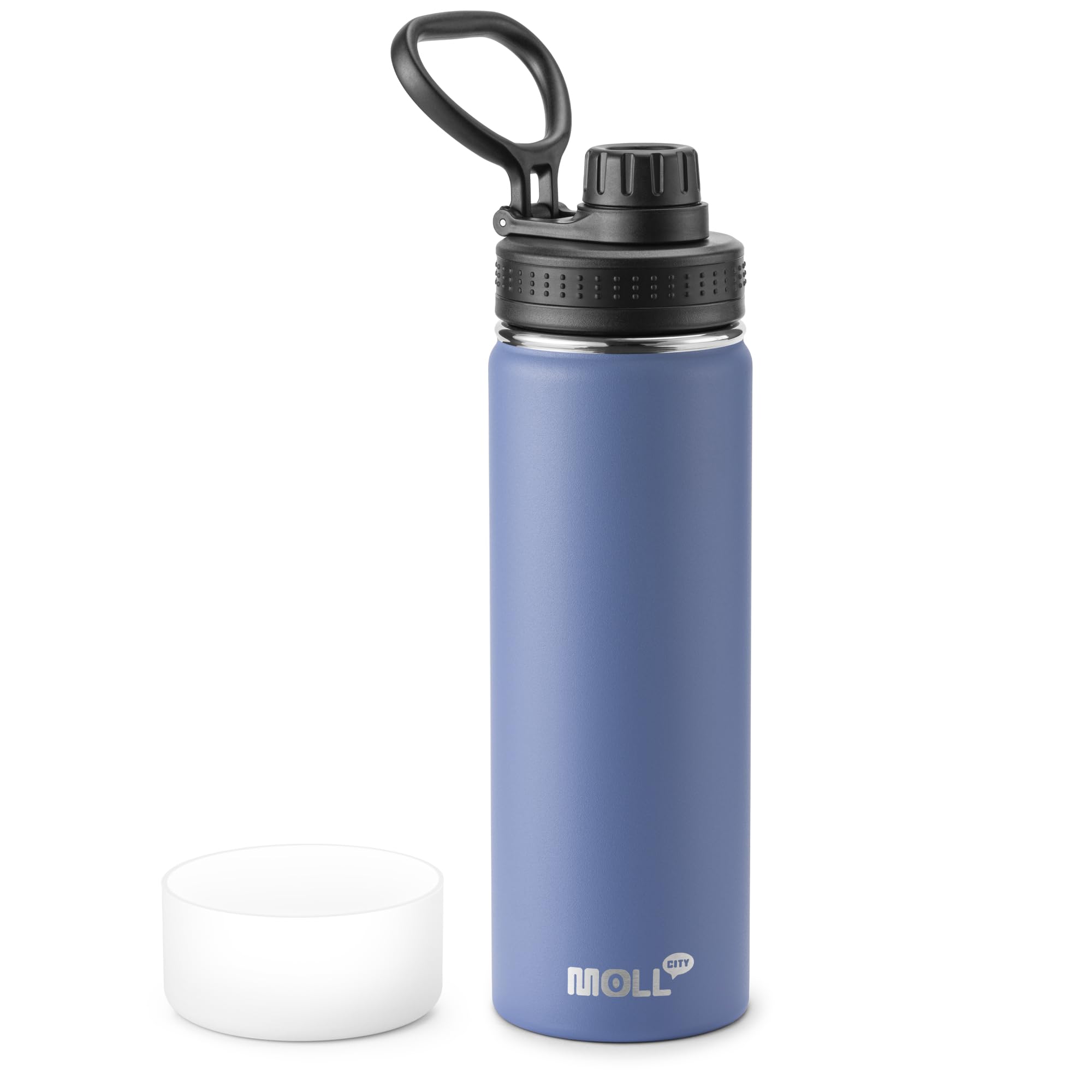 Botella de agua de 22 onzas, azul rey | Termo de agua deportivo aislado al vacío de acero inoxidable con tapa de boquilla