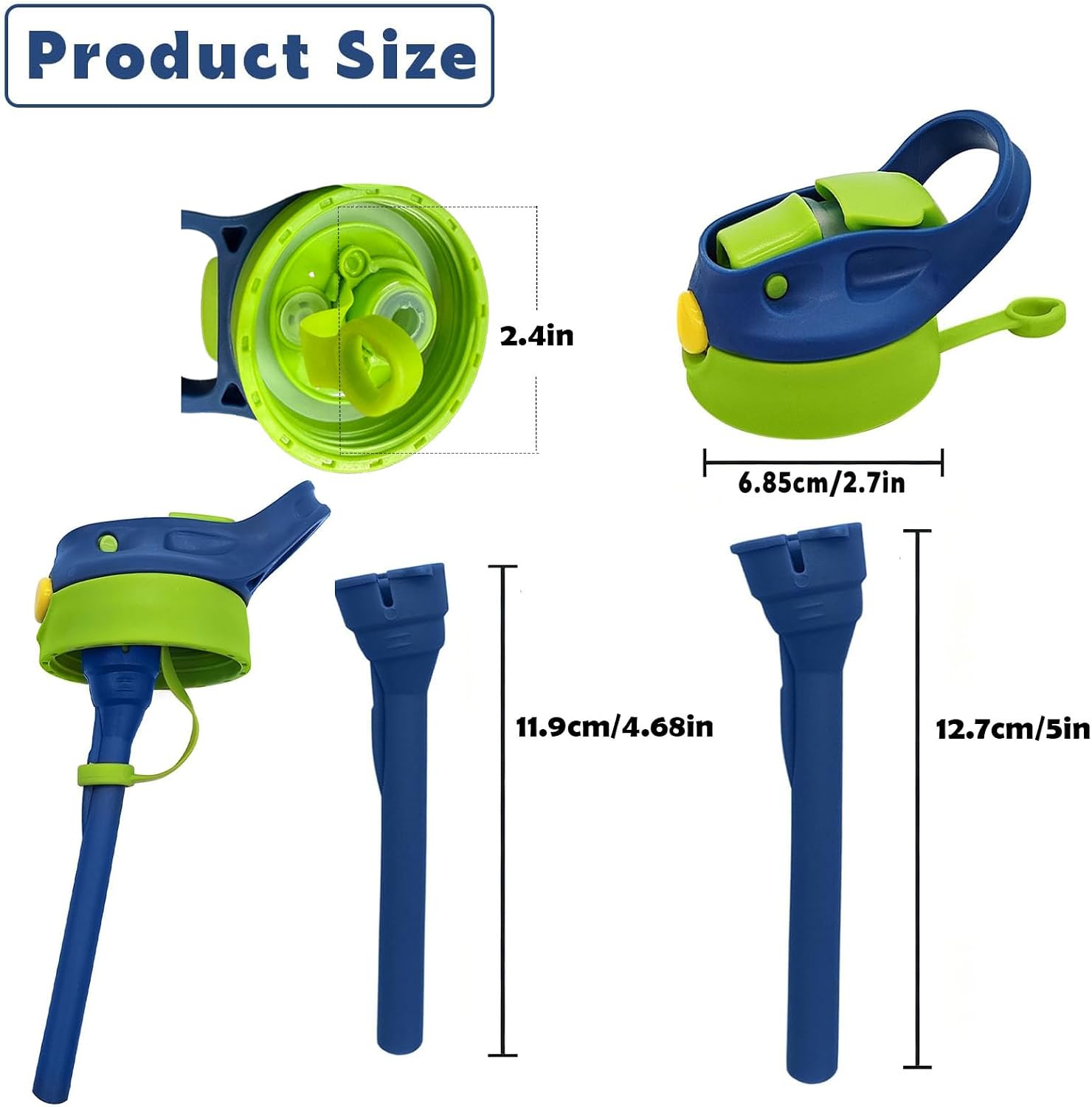12oz Replacement Lid with 2 Straw for Kid Tumbler,2 PACK Leak-Proof and Spill-Proof Straw Lids for ZONEGRACE Mocaru,BPA Free,Inner Diameter2.4IN (Green+Purple)