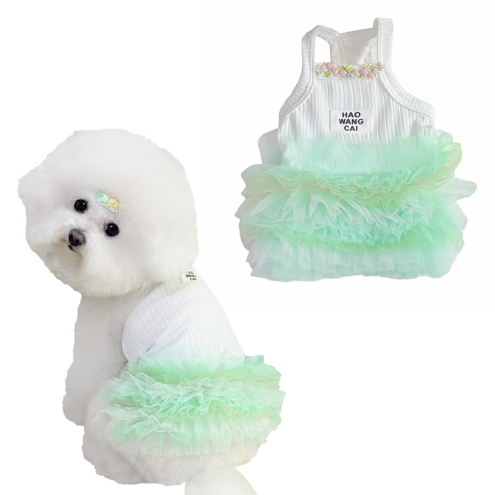 Summer Dog Dresses for Small Dogs – Sleeveless Stretchy Puppy Dress for Girls, Breathable Polyester Pet Clothing for Outdoor Walks & Photo Shoots (White, XX-Large)