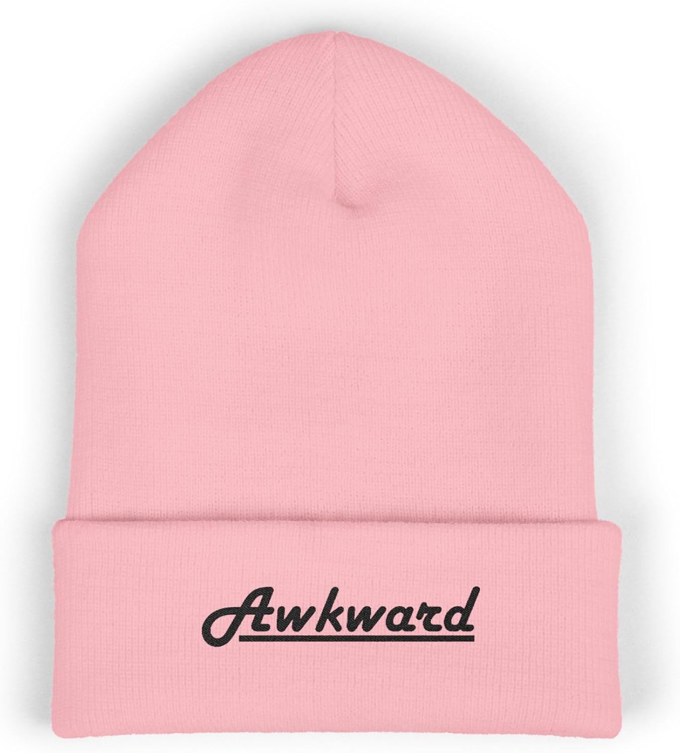Premium Classic Cuffed Beanie Hat 'Awkward' with Embroidery Message