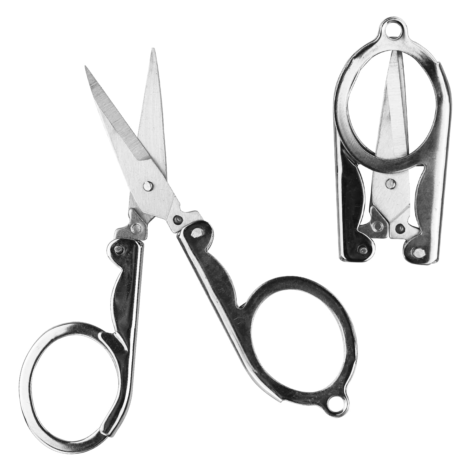Stainless Steel Folding Scissors, 4 Inch/10cm Mini Small Paper Scissors Portable Foldable Travel Scissors Metal Scissors for Paper Craft, Sewing