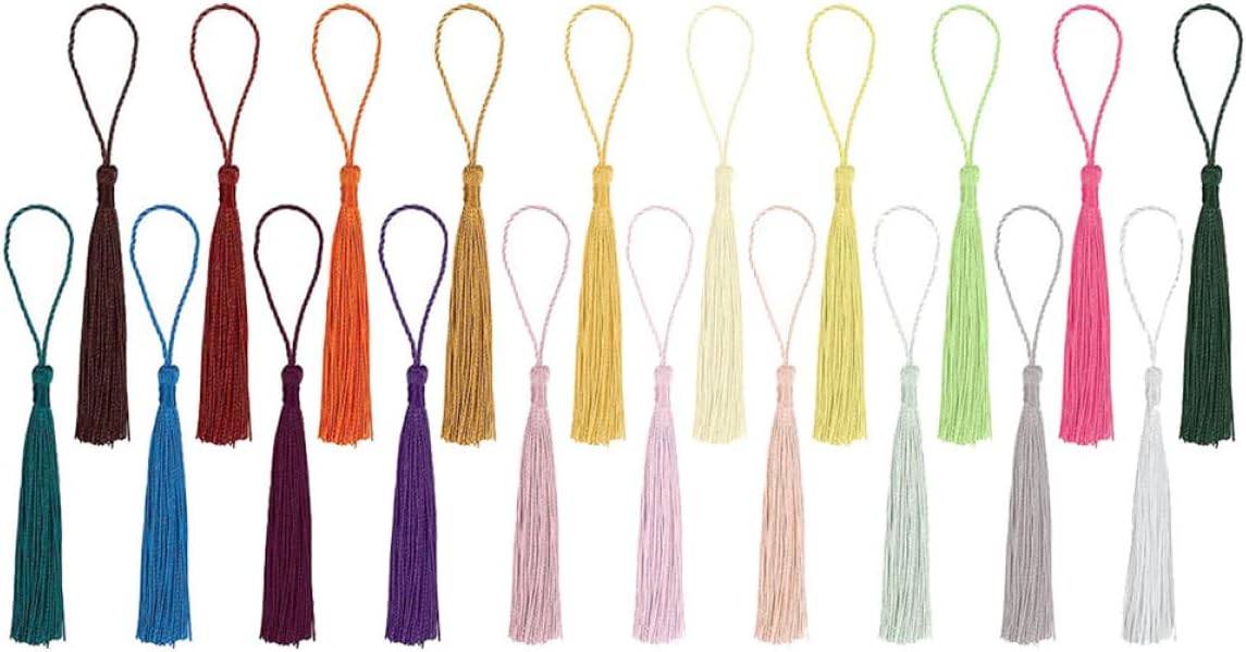 jojofuny 300pcs Handmade Tassels for Crafts and Home Curtain Decor, Small Fan and Bookmark Tassel Pendants, DIY Hanging Ornament Accessories for Sewing and Decoration