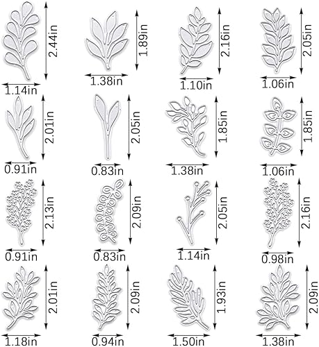 Miniatura 2 de ALIBBON 16 piezas de troqueles de hojas para hacer tarjetas, troqueles de corte de hojas de rama, moldes de plantillas de metal, hojas de flores