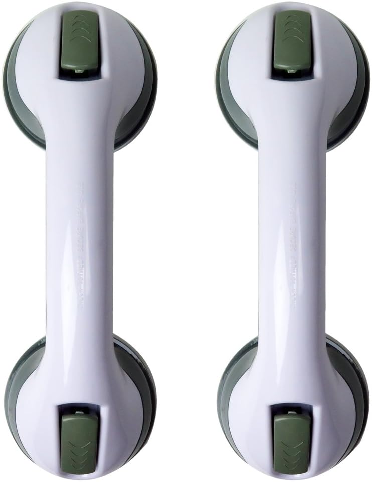 Evelots Set of 2 Bath & Shower Handles, Suction Cup Support