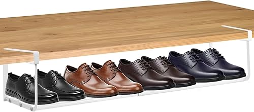 Miniatura 1 de Homaisson Zapatero expandible para armario, estante ajustable de 16.5 a 31.5 pulgadas, estante debajo del gabinete, ahorra espacio, estantes de