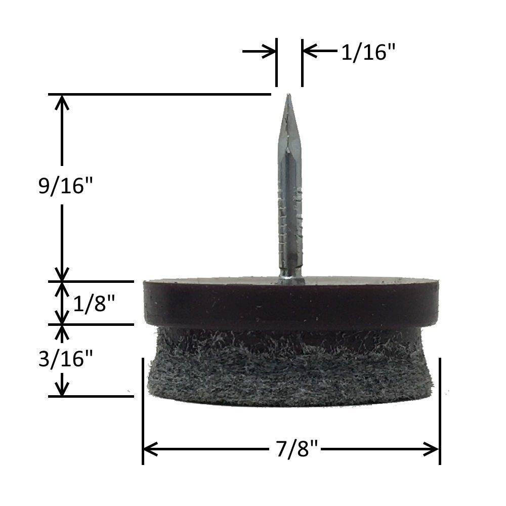7 8 Dia Heavy Duty Felt Nail-on Slider Glide Pads for Chairs Stools Tables - Furniture Slides Like — view 2