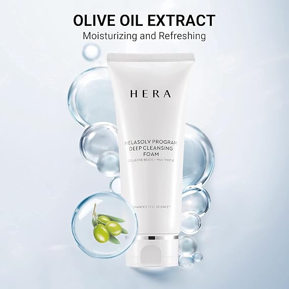 HERA Foaming Facial Cleanser Professional Deep Cleansing Foam with Cellulose Beads and Milk Thistle Antioxidant and Hydrating Foam Cleanser For Bright and Soft Skin 6.6 Ounce by Amorepacific