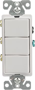 Eaton 7729W-SP 15-Amp 120-Volt Decorator Heavy Duty Grade Three Single-Pole Combination Switches, White