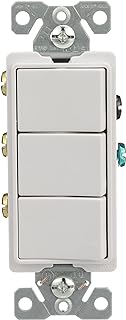 Eaton 7729W-SP 15-Amp 120-Volt Decorator Heavy Duty Grade Three Single-Pole Combination Switches, White