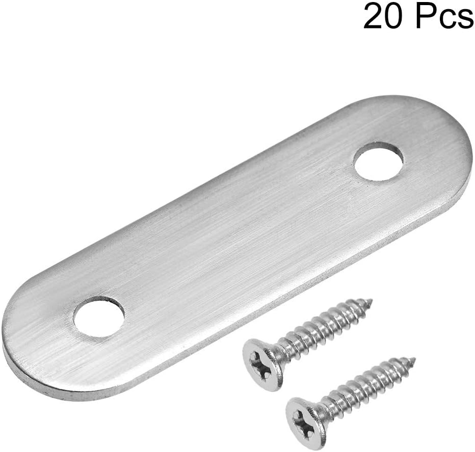 uxcell Repair Plate, 50mm x 16mm, Flat Fixing Mending Bracket Connector with Screws, 20 Pcs