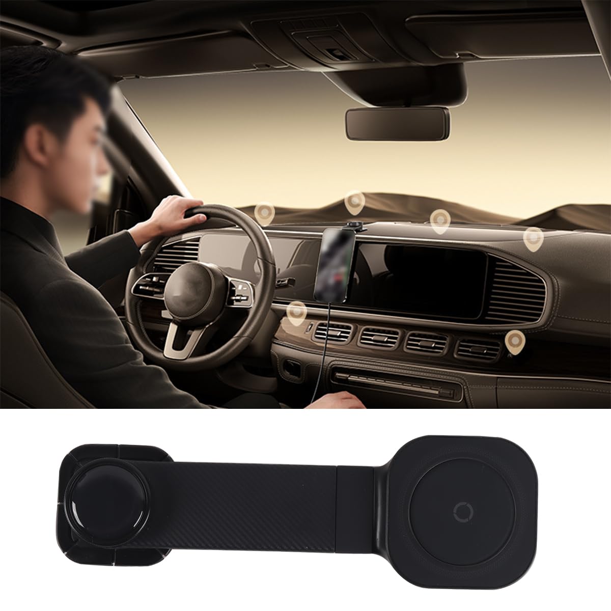 HUBa Soporte para teléfono de Coche, Soporte Ajustable de 360° para salpicaderos, Memoria de aleación Flexible