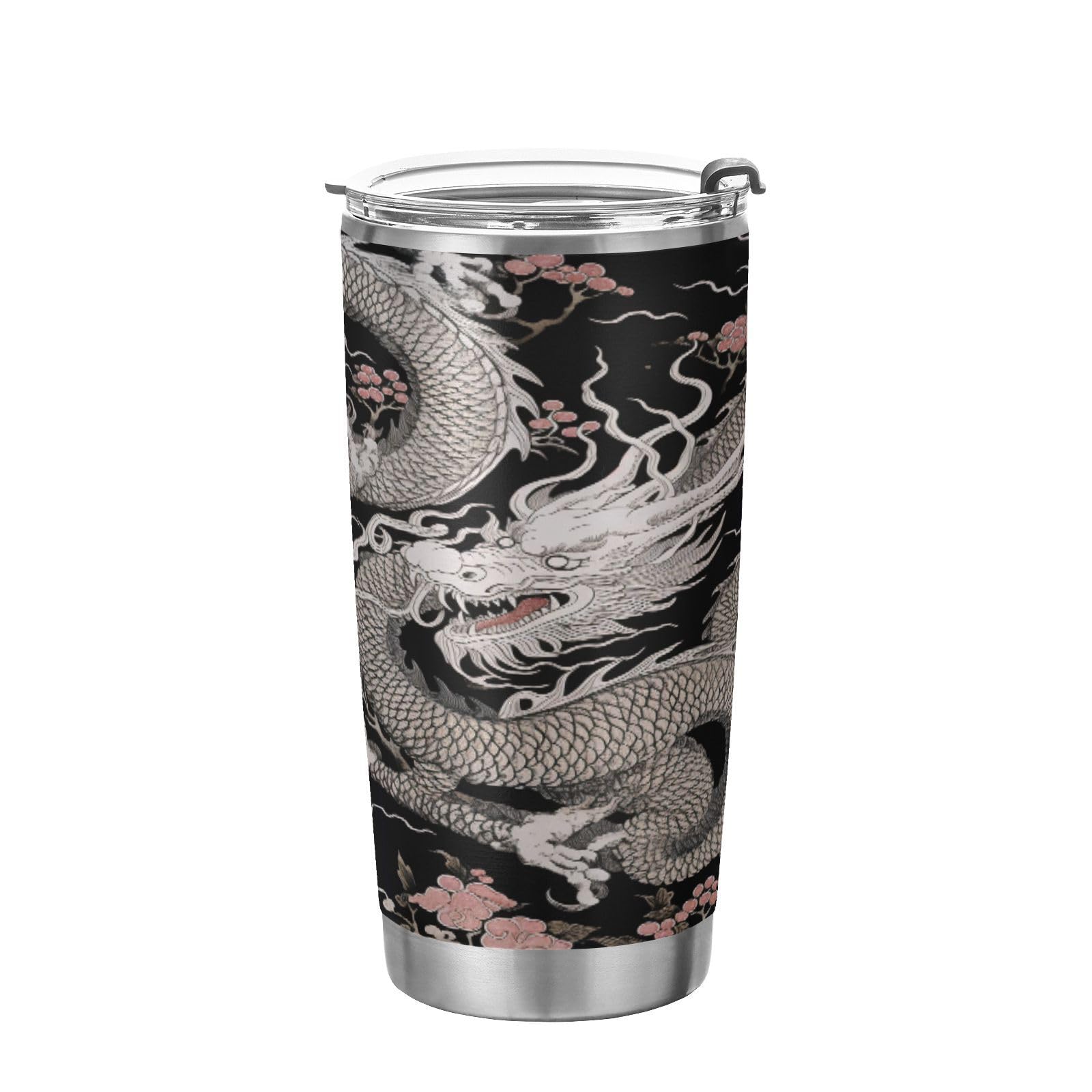 WONWIX Dragon Design 20oz Insulated Stainless Steel Tumbler - Triple Insulation, 18/8 Steel, Lid Included, Gift For Dragon Lovers