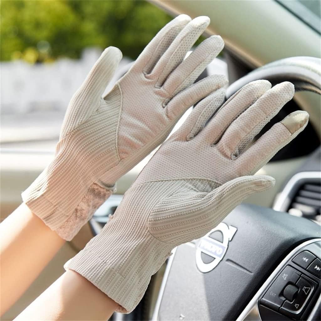 Short Thin Lace Wrist Gloves Women's Spring and Ice Silk Touch Screen Driving Riding