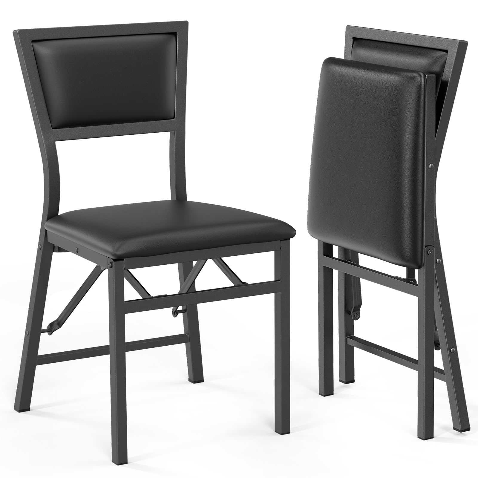 Amazon.com: VINGLI Padded Folding Chairs, Kitchen Chairs Set of 2 ...