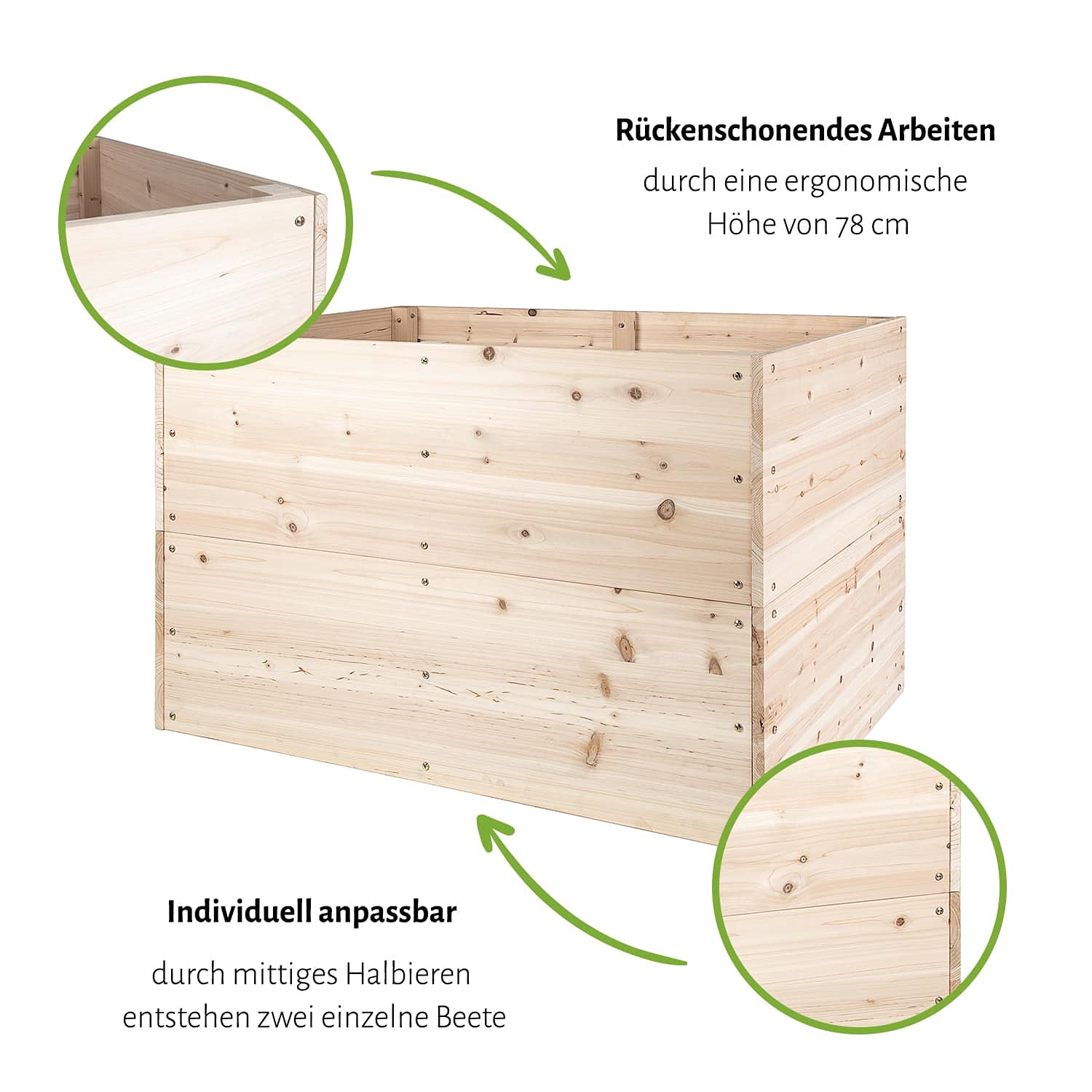 empasa Hochbeet Blumenkasten Kräuterbeet Frühbeet Pflanzkübel Pflanzkasten aus Holz für Garten, Balkon und Terrasse, Ausführung:KUUBI L - 117 x 77 x 78 cm