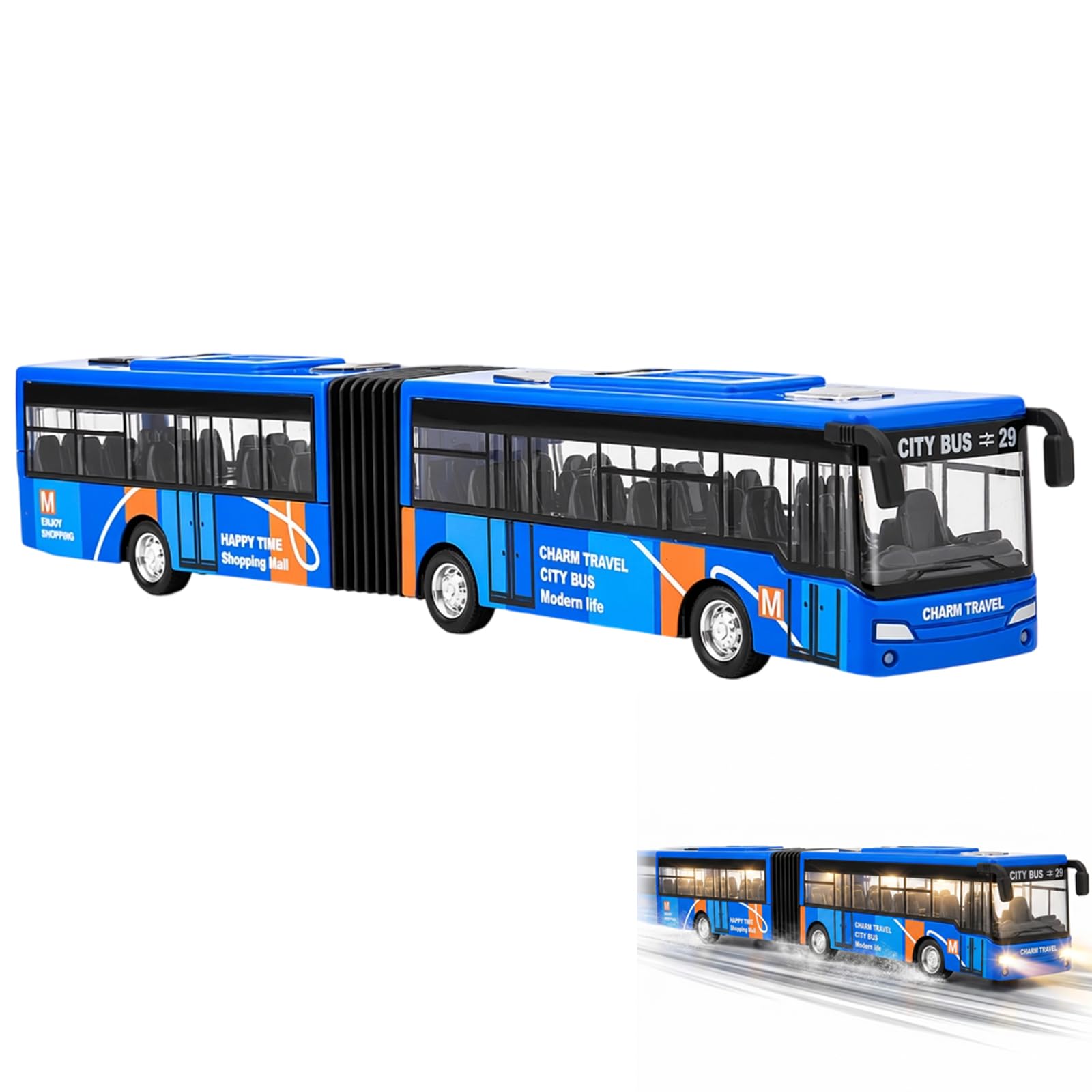 EujRcf Toy Bus, Buses Pull Back City Bus Kids Play Vehicle Realistic Tires