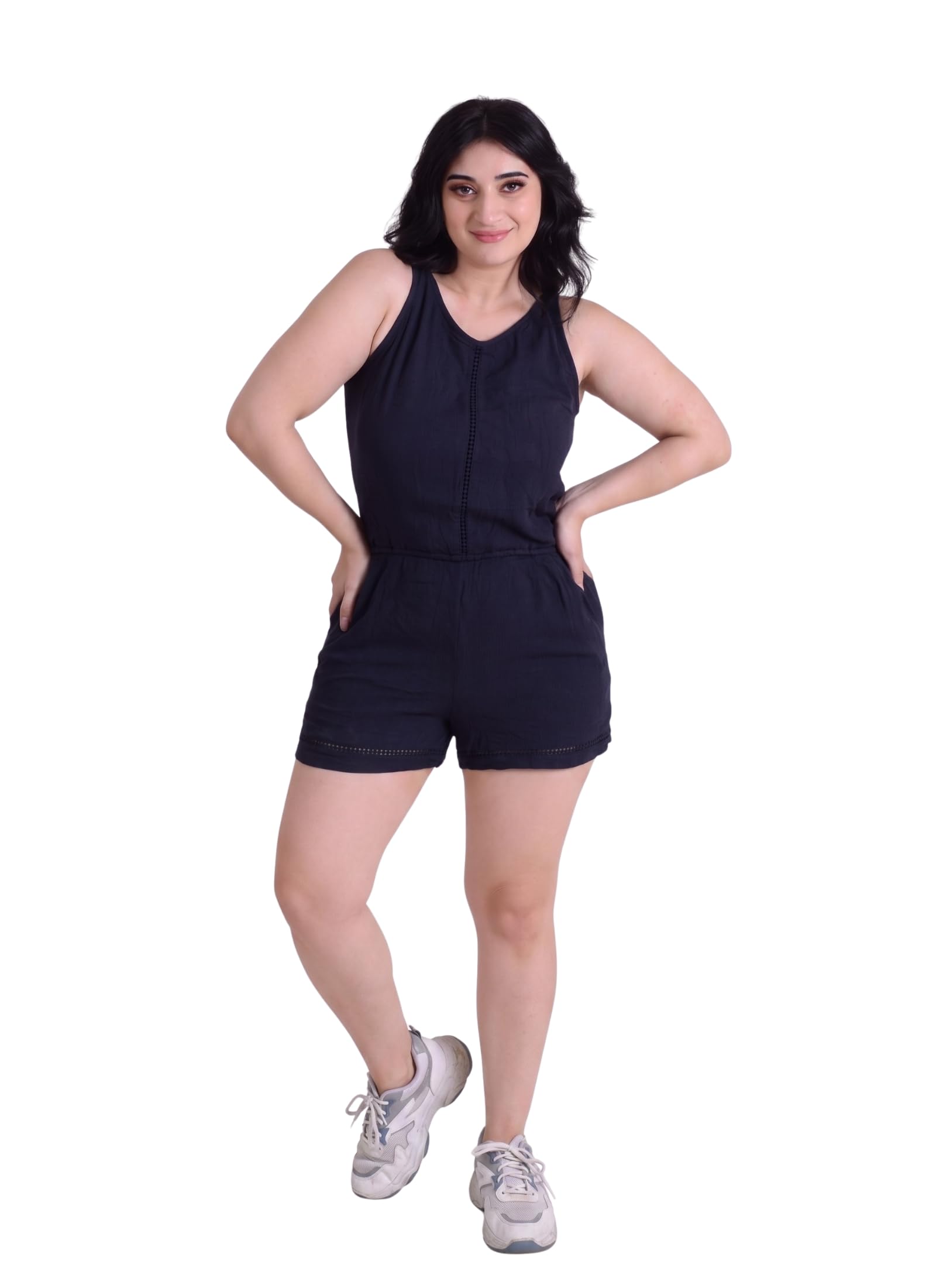 Women's Navy Blue Sleeveless Beachwear-image-32