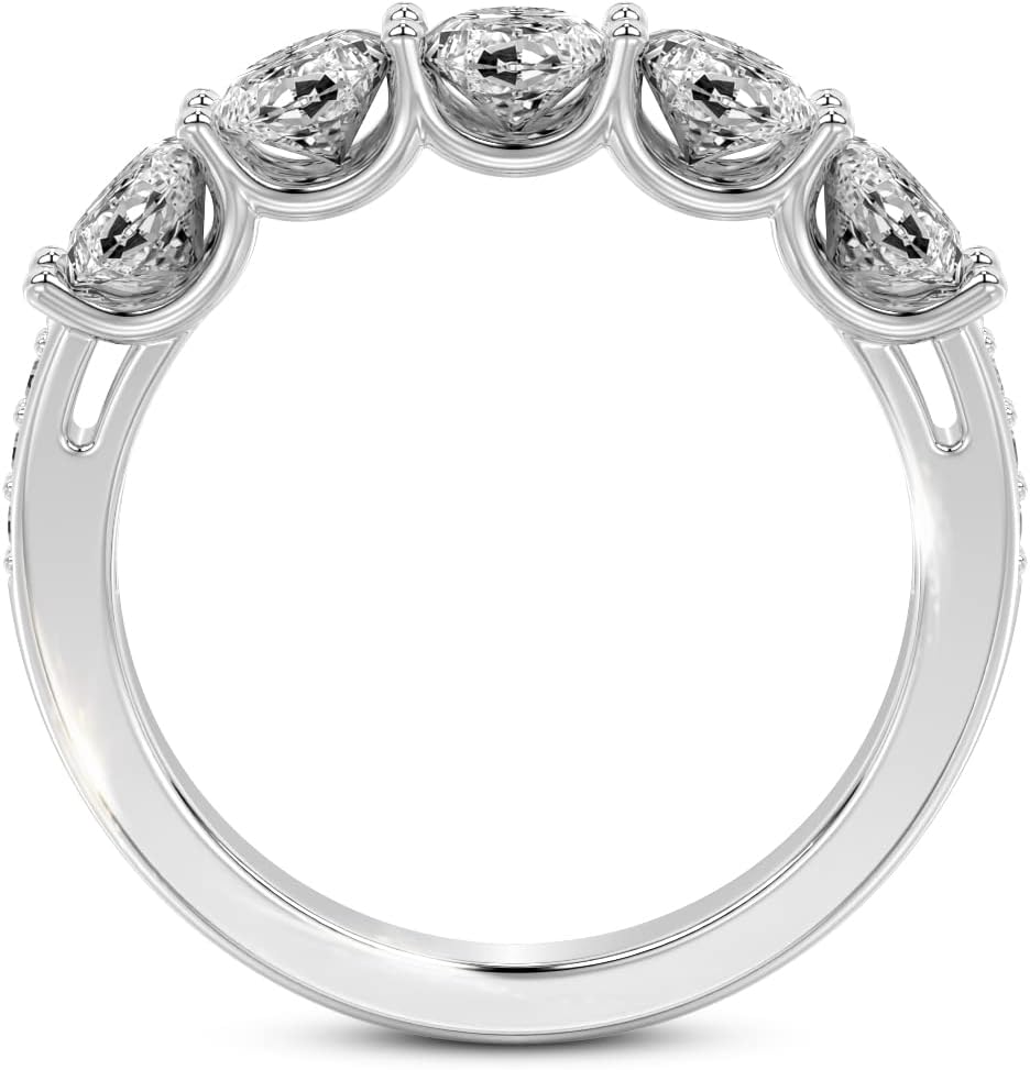 FRIENDLY DIAMONDS 5 Stone Lab Grown Diamond Anniversary Band Ring For Women | IGI Certified 1 Carat - 7 Carat 14K Gold Or Platinum | FG-VS Quality Ring