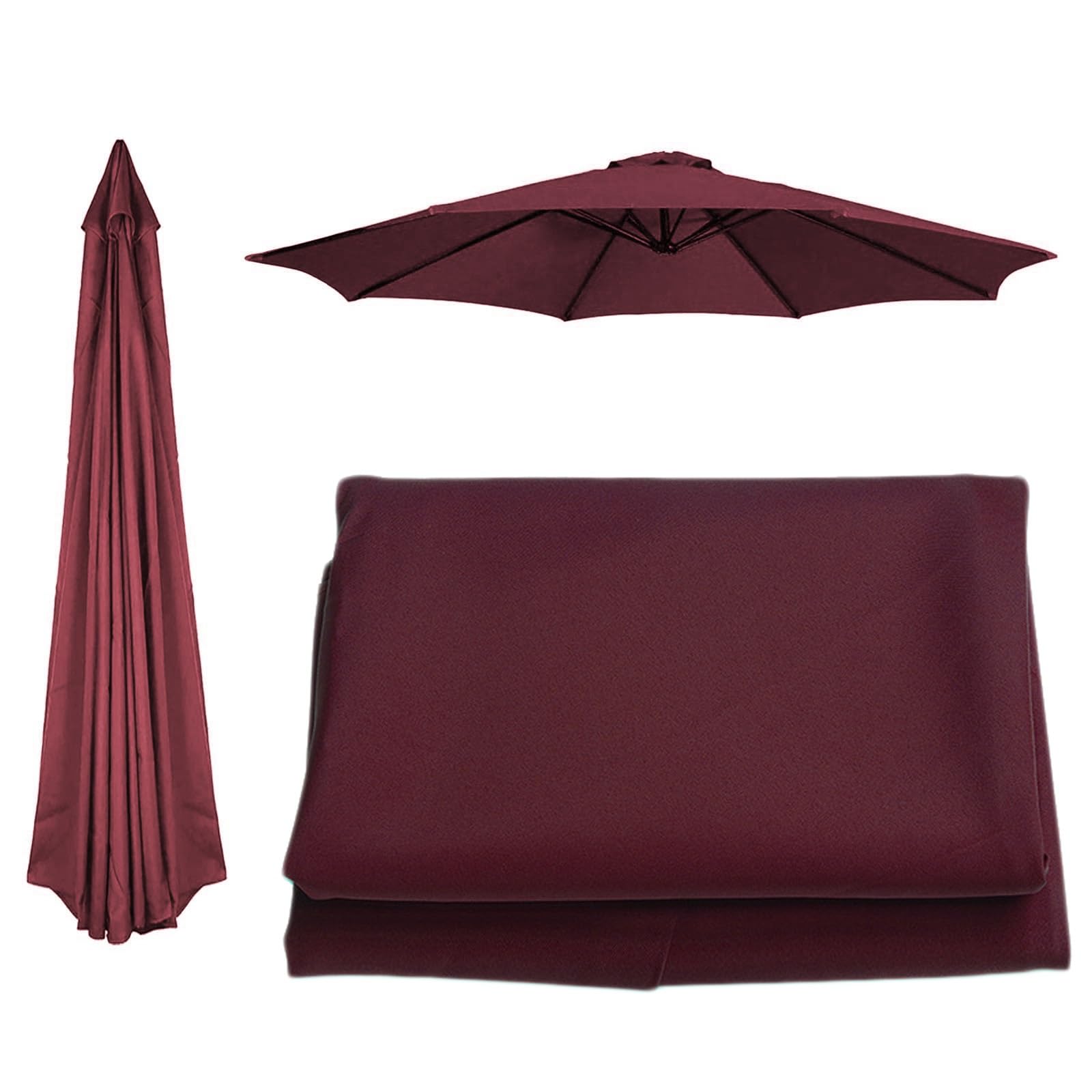 6 Arms/8 Arms Patio Umbrella Replacement Canopy, Uv50+, Waterproof, 200cm/270cm/300cm Umbrella Fabric Canopy Cover For Backyard Garden Beach(Color:Burgundy,Size:6 ribs: 2m/6.5ft)