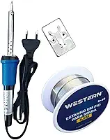 Kit Ferro De Solda Profissional 40w 220 V Freqüência 60 Hz + Estanho Para Solda Carretel 40g 1mm 3,5 Metros