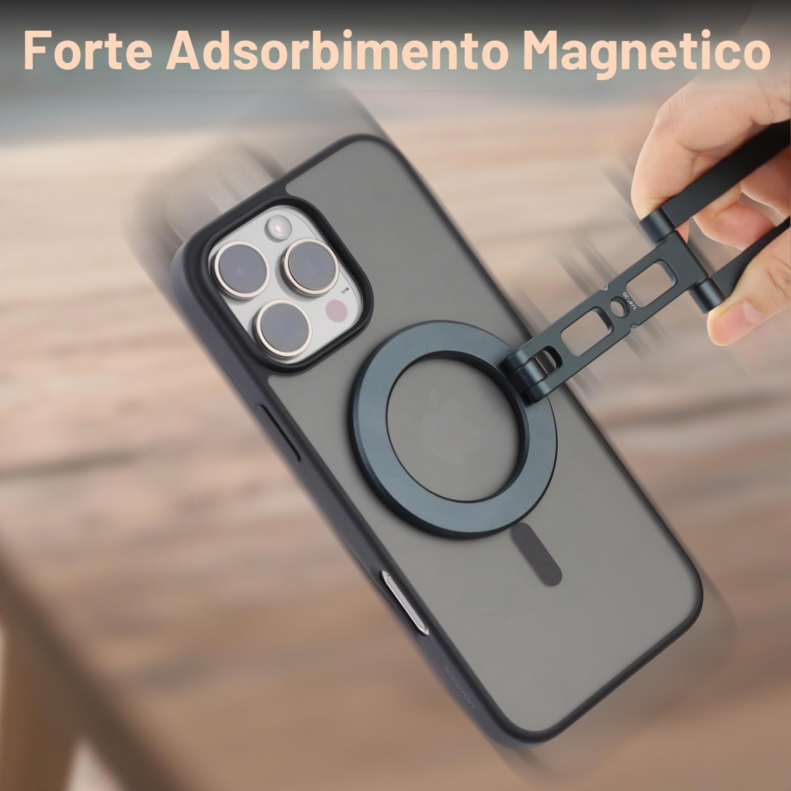 Leftfoto Supporto magnetico in metallo forte per telefono cellulare regolabile a 3 assi pieghevole mini treppiede da scrivania compatibile con iPhone 16/15 Pro Max/14 Pro/13/12/custodie MagSafe o
