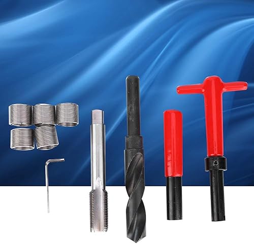 Miniatura 7 de ViaGasaFamido Kit de reparación de roscas de acero inoxidable M18x1.0.197 in, kit de inserción de reparación de rosca, llave de taladro,