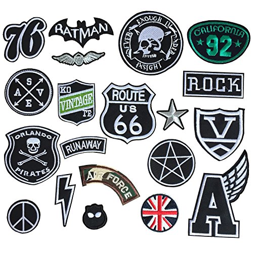 Iron On Patches Embroidered Appliques DIY Decoration or Repair,Sew On Patches for Clothing Backpacks Jeans Caps Shoes etc (C Style 20pcs)