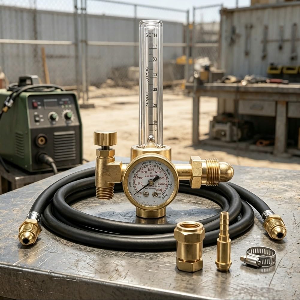 Regulador de para argón CGA-580 con Medidor de Flujo 10-60 CFH